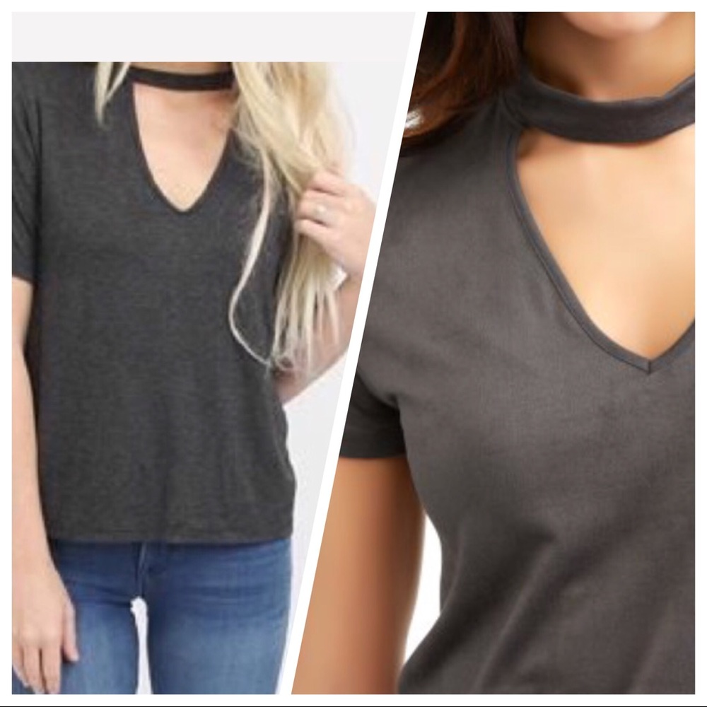 NEW• Zen Bohemian Faux Suede Charcoal Gray Choker Top• L-XL